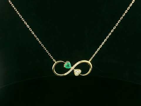 Heart-cut emerald necklace with diamond heart accent