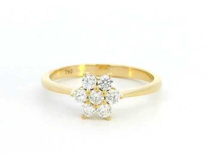 18K Yellow Gold Diamond Flower Cluster Ring | 0.40 Carat Round-Cut Diamond Cluster