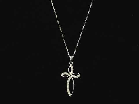 Diamond cross pendant 0.10 carat in 18K white gold by Emirates Diamonds
