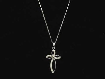 Diamond cross pendant 0.10 carat in 18K white gold by Emirates Diamonds