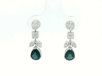 18k White Gold Blue Sapphire & Diamond Mixed-Shape Drop Earrings