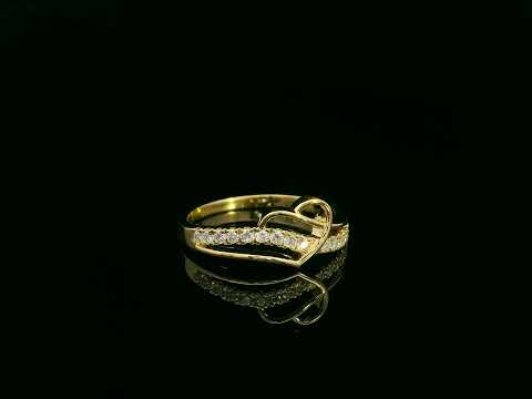 18k yellow gold heart-shaped ring with 0.21ct pavé diamonds – certificate included