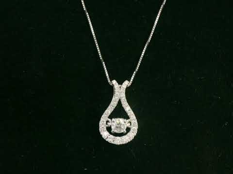 18K white gold teardrop diamond pendant with floating center stone – Emirates Diamonds