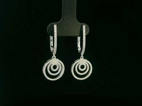 18K white gold diamond spiral drop earrings – 0.73ct pavé-set diamonds, modern fine jewelry by Emirates Diamonds