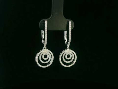 18K white gold diamond spiral drop earrings – 0.73ct pavé-set diamonds, modern fine jewelry by Emirates Diamonds