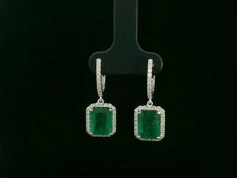 18K white gold emerald drop earrings with 5.78ct emeralds and 0.62ct diamonds – Emirates Diamonds