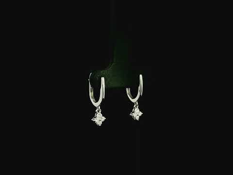 Minimal diamond drop earrings in 18K gold with round brilliant diamonds