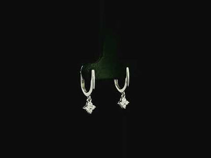 Minimal diamond drop earrings in 18K gold with round brilliant diamonds