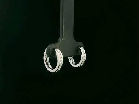 18K white gold channel-set diamond huggie earrings with round brilliant diamonds – Emirates Diamonds