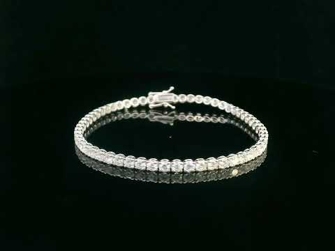 18K White Gold Diamond Tennis Bracelet with 5.58 Carats of Round-Cut Diamonds