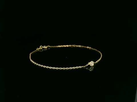 18K yellow gold diamond solitaire chain bracelet with bezel-set 0.14 carat diamond – Emirates Diamonds