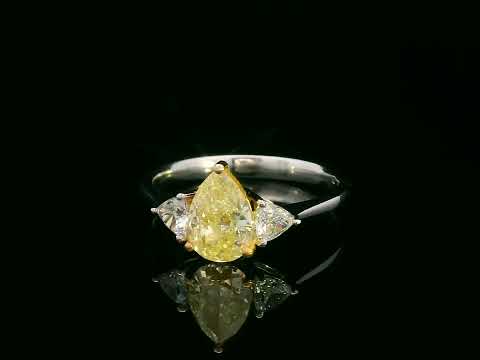 GIA Certified 1.18 Carat Yellow Diamond Ring with Trillion Cut Diamonds in 18K Gold – Luxury Three-Stone Engagement Ring"