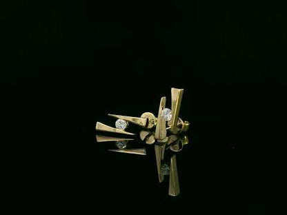 Geometric Diamond Stud Earrings in 18K Yellow Gold
