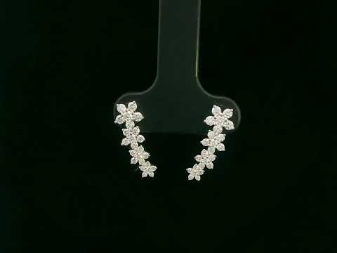 Diamond floral stud earrings in 18K white gold with 0.54 carat total diamond weight by Emirates Diamonds