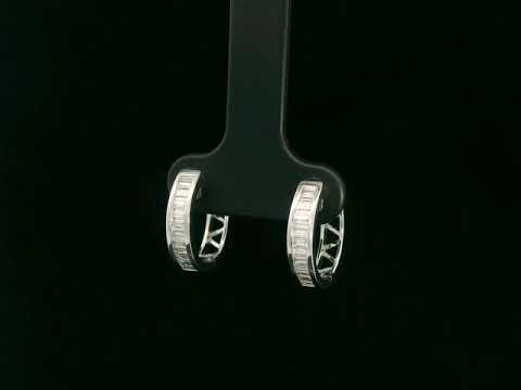 Baguette diamond hoop earrings in 18K white gold with 0.42 carat total diamond weight by Emirates Diamonds