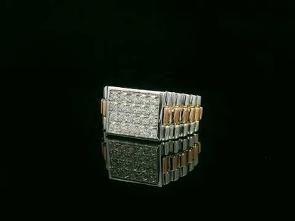 18K white and rose gold two-tone men’s ring with pavé diamonds, 0.75ct – Emirates Diamonds