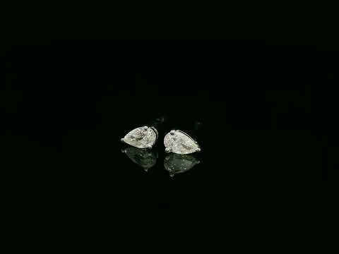 18K white gold pear cut diamond solitaire stud earrings with 0.37 carat diamonds by Emirates Diamonds