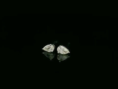 18K white gold pear cut diamond solitaire stud earrings with 0.37 carat diamonds by Emirates Diamonds