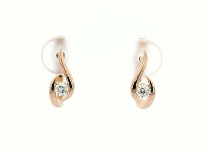 18K Rose Gold Diamond Earrings | 0.18 Carat Minimalist Hoop Earrings