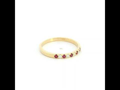 Ruby & Diamond Band Ring in 18K Yellow Gold