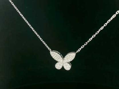 18K White Gold Diamond Butterfly Necklace