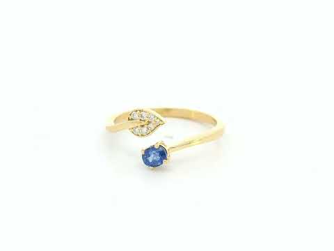 18K yellow gold sapphire diamond bypass ring by Emirates Diamonds
