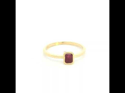 Bezel Ruby Ring in 18K Yellow Gold | Minimalist Ruby Solitaire Ring