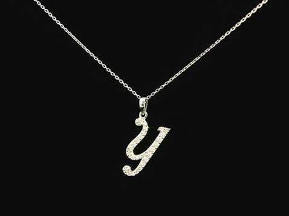 Diamond Initial Y Alphabet Pendant In 18k Gold