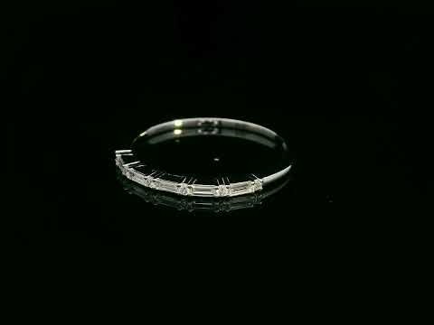 18K white gold baguette and round diamond band – 0.15ct modern stacking ring by Emirates Diamonds