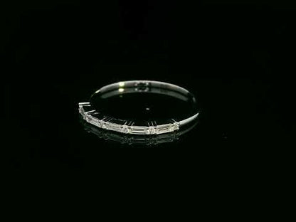 18K white gold baguette and round diamond band – 0.15ct modern stacking ring by Emirates Diamonds