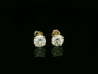 18K yellow gold 1.60ct round diamond solitaire stud earrings, VS1 I color, GIA certified – Emirates Diamonds