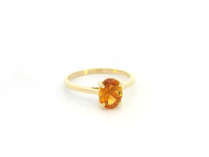 18K yellow gold oval citrine solitaire ring by Emirates Diamonds