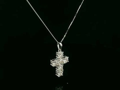 Diamond Cross Pendant in 18K White Gold