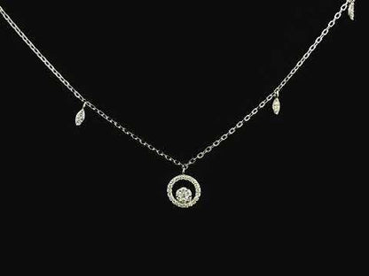 18K White Gold Diamond Necklace | 0.31 Carats | Elegant Circle Cluster Pendant on Gold Chain