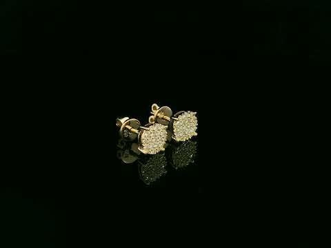 Diamond cluster stud earrings in 18K yellow gold by Emirates Diamonds