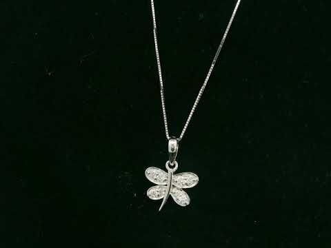 18K white gold diamond dragonfly pendant by Emirates Diamonds