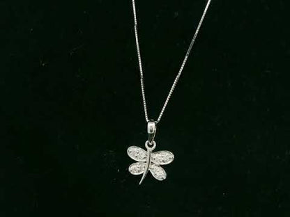 18K white gold diamond dragonfly pendant by Emirates Diamonds