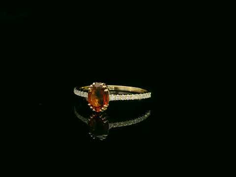 Oval citrine and diamond ring in 18K yellow gold with pavé diamond band by Emirates Diamonds