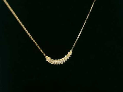 18K Yellow Gold Diamond Curved Bar Necklace – 0.28 CTW, Minimalist Design