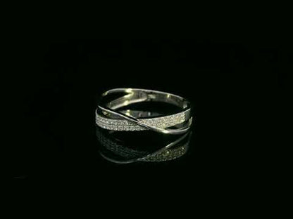 Diamond Crossover Ring in 18K White Gold