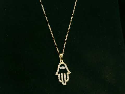 18K yellow gold diamond Hamsa hand pendant  by Emirates Diamonds