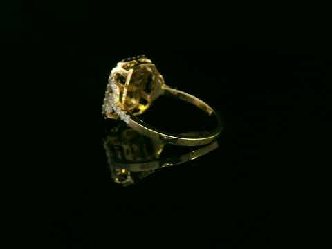 18K Yellow Gold Geometric Diamond Cluster Halo Ring with 0.74 CTW Diamonds