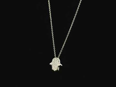 Diamond Hamsa hand pendant necklace in 18K white gold by Emirates Diamonds