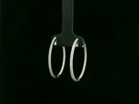 18K white gold diamond hoop earrings with pavé-set diamonds by Emirates Diamonds