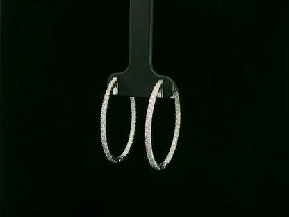 18K white gold diamond hoop earrings with pavé-set diamonds by Emirates Diamonds