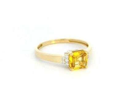 18K Yellow Gold Ring with Yellow Sapphire and Diamond – September Birthstone Jewelry