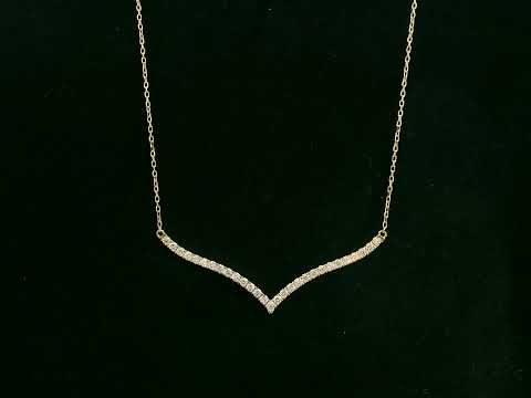 18K yellow gold V-shaped diamond necklace with 0.33ct round diamonds — Emirates Diamonds