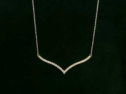 18K yellow gold V-shaped diamond necklace with 0.33ct round diamonds — Emirates Diamonds