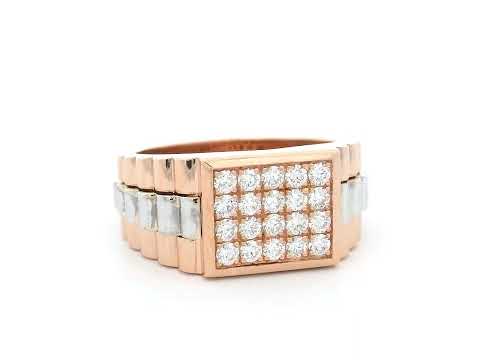 Men’s 18K rose gold diamond ring with pavé set 0.64 carat diamonds and white gold accents