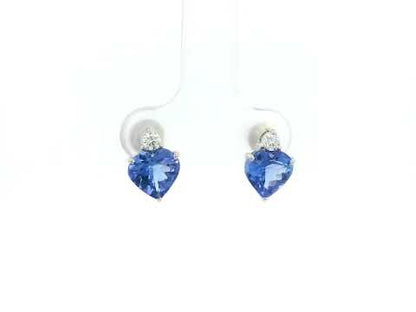 Heart-shaped tanzanite and diamond earrings in 18K white gold by Emirates Diamonds.